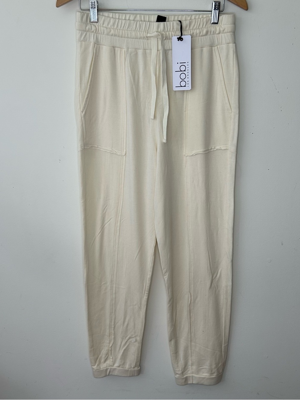 Bobi Los Angeles Small Lounge Pants Wide Leg Sweat Pants Macadamia Cream New - Picture 6 of 7